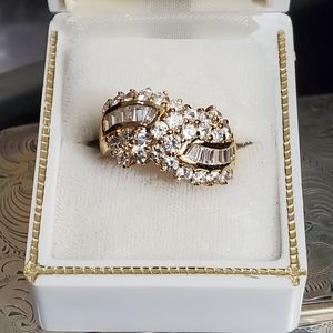 Large CZ ring size 9. In like new condition. Set in solid sterling silver with a